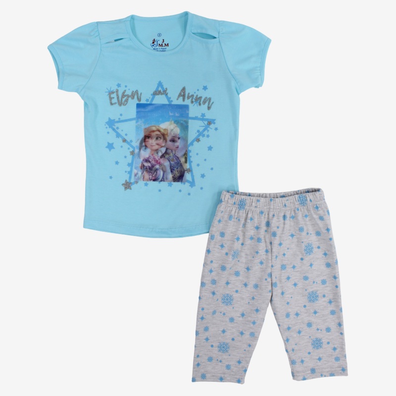 Girls Cotton Pajama Set – Elsa & Anna Print