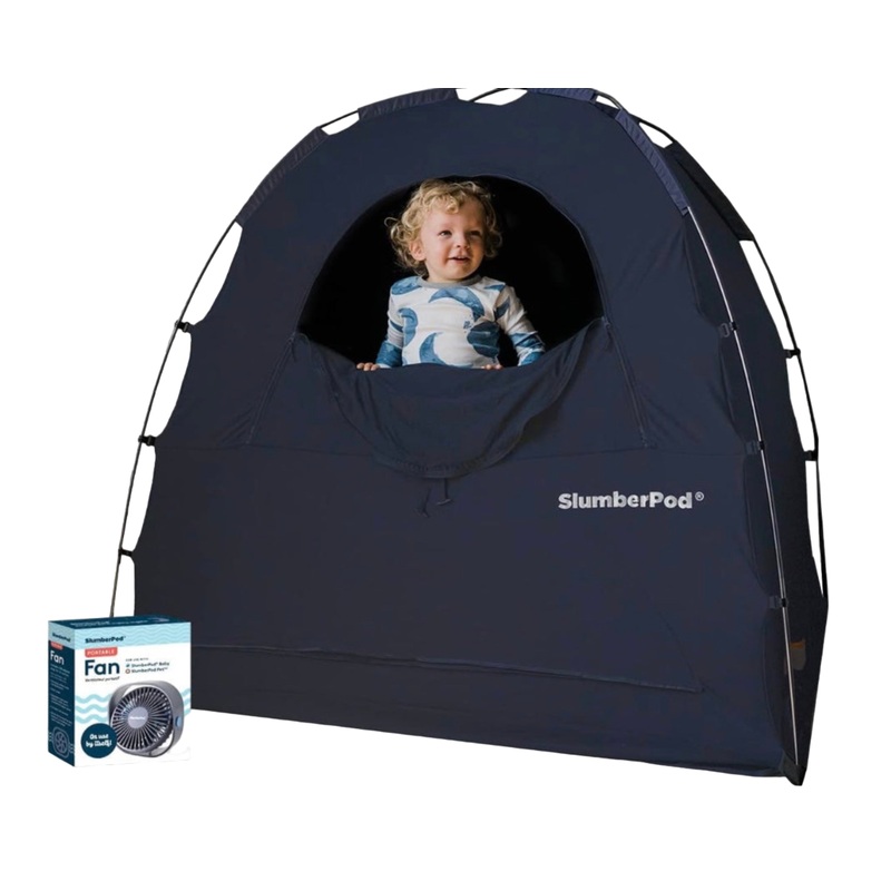 SlumberPod 3.0 Sleep Canopy with Fan, Black with Gray Accents