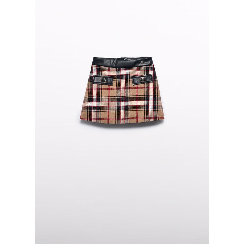 Check Skirt – Camel