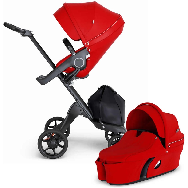 Stokke Xplory 6 Stroller & Carrycot – Red/Black/Black