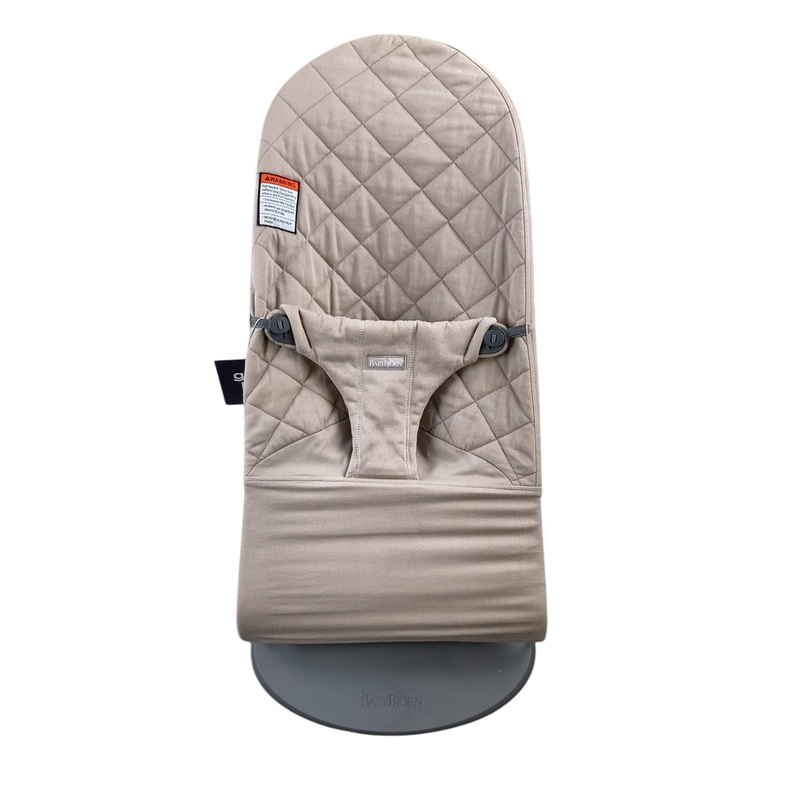 BabyBjorn Bouncer Bliss, Dark Gray Frame, Sand Gray Cotton Classic Quilt