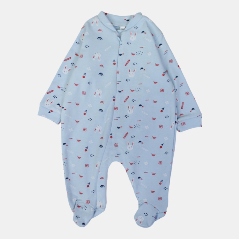 Bunny Heads Long-Sleeved Baby Footie