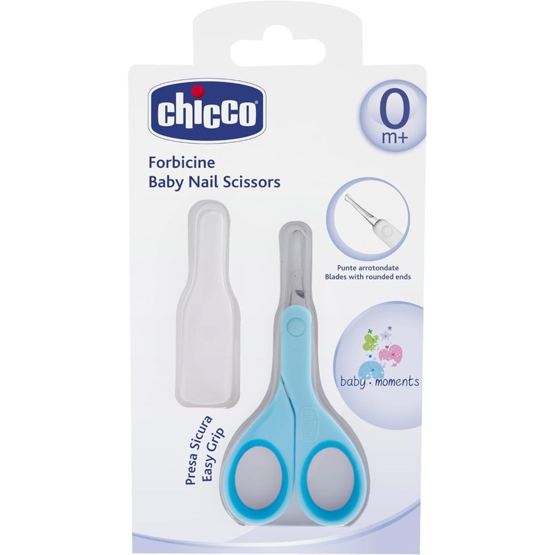Chicco Baby Moments Round Tip Baby Nail Scissors 0m+ Blue 1 Pc
