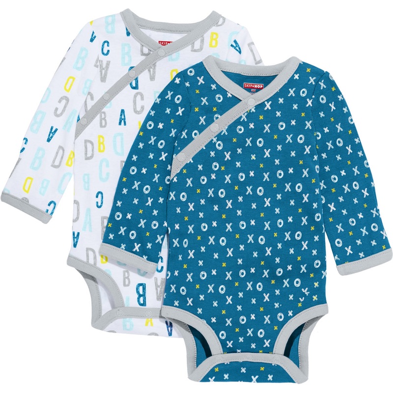 Skip Hop ABC-123 Long Sleeve Bodysuit Set, 2-Pack – Blue (6 Months)
