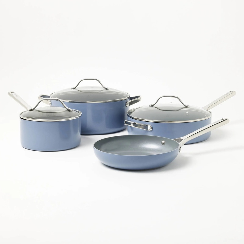 7pc Nonstick Ceramic Coated Aluminum Cookware Set