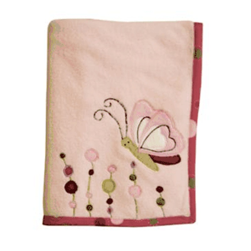 Lambs & Ivy Raspberry Swirl Plush Blanket with Applique