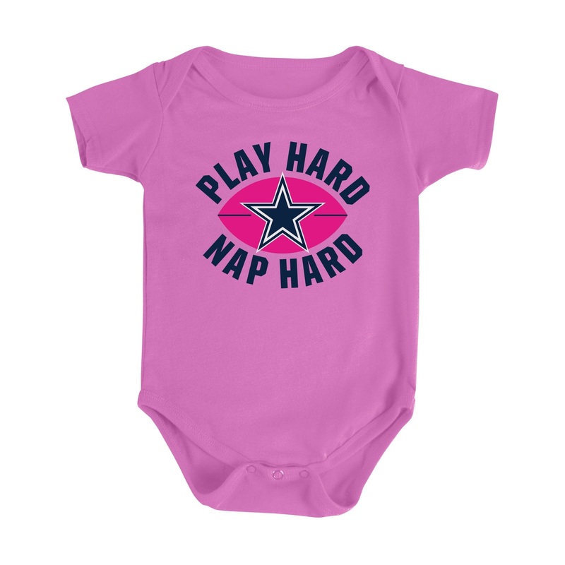 Baby Girls Dallas Cowboys Play Hard, Nap Hard Bodysuit