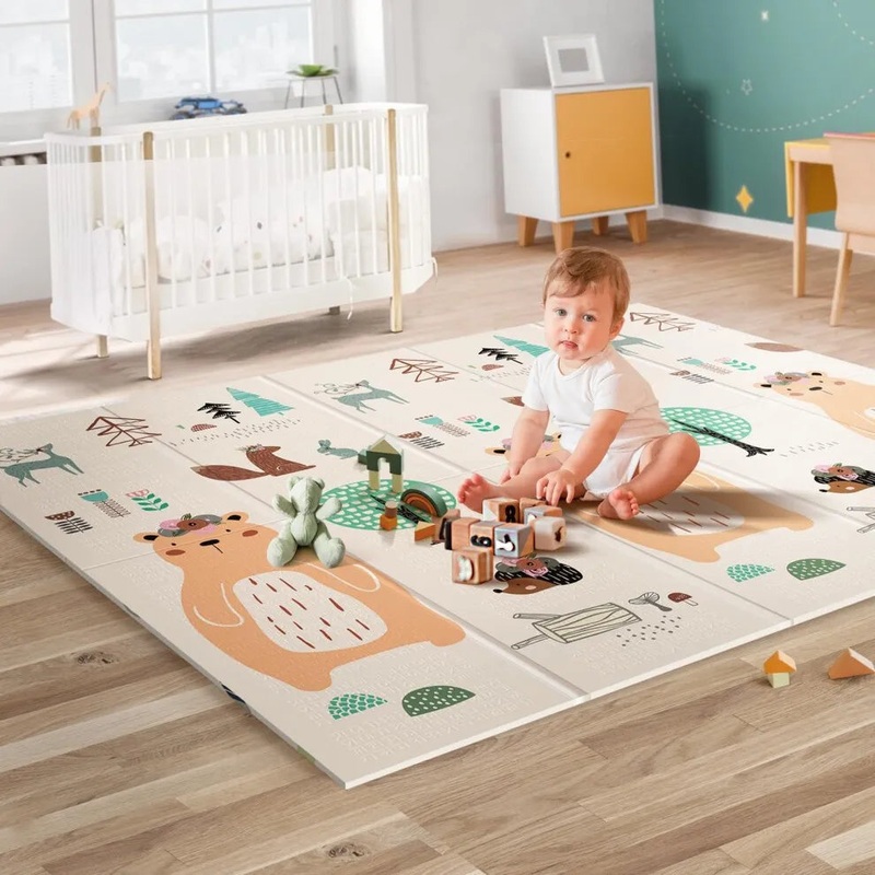Baby Mat for Floor – Foldable Baby Play Mat for Babies Toddlers, 59″ X 59″ Extra Large Infant Playmat Foam Mats for Kids Waterproof, Reversible Portable Playmat for Babies, Indoor, Outdoor