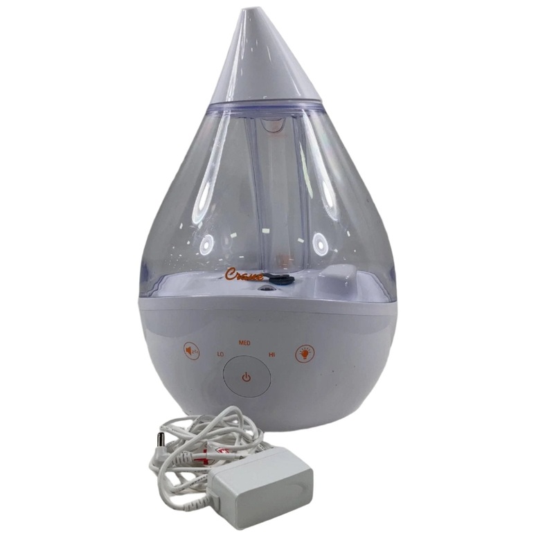 Crane 4-in-1 Drop Ultrasonic Cool Mist Humidifier, Clear & White