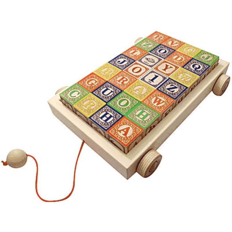 Uncle Goose ABC Blocks with Flyer Wagon