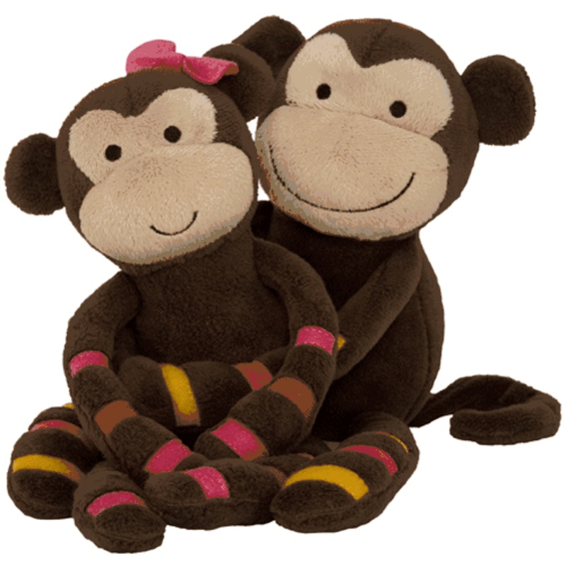 Lambs & Ivy S.S. Noah Momo & Mimi – Plush Monkeys  (Set of 2)