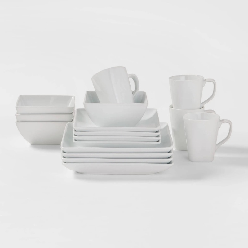 16pc Porcelain Square Rim Dinnerware Set – Threshold