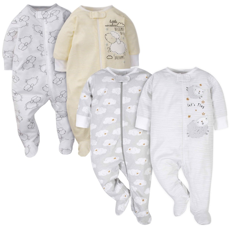 Gerber 4-Pack Baby Neutral Lamb & Sheep Sleep ‘N Play Bundle
