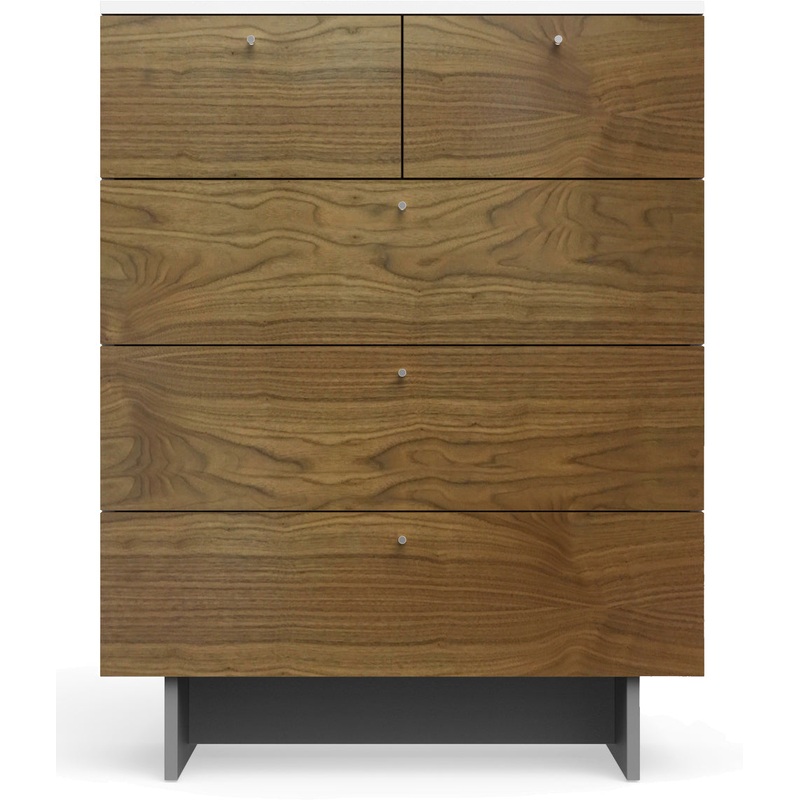 Spot On Square Roh 5 Drawer Dresser – White/Walnut