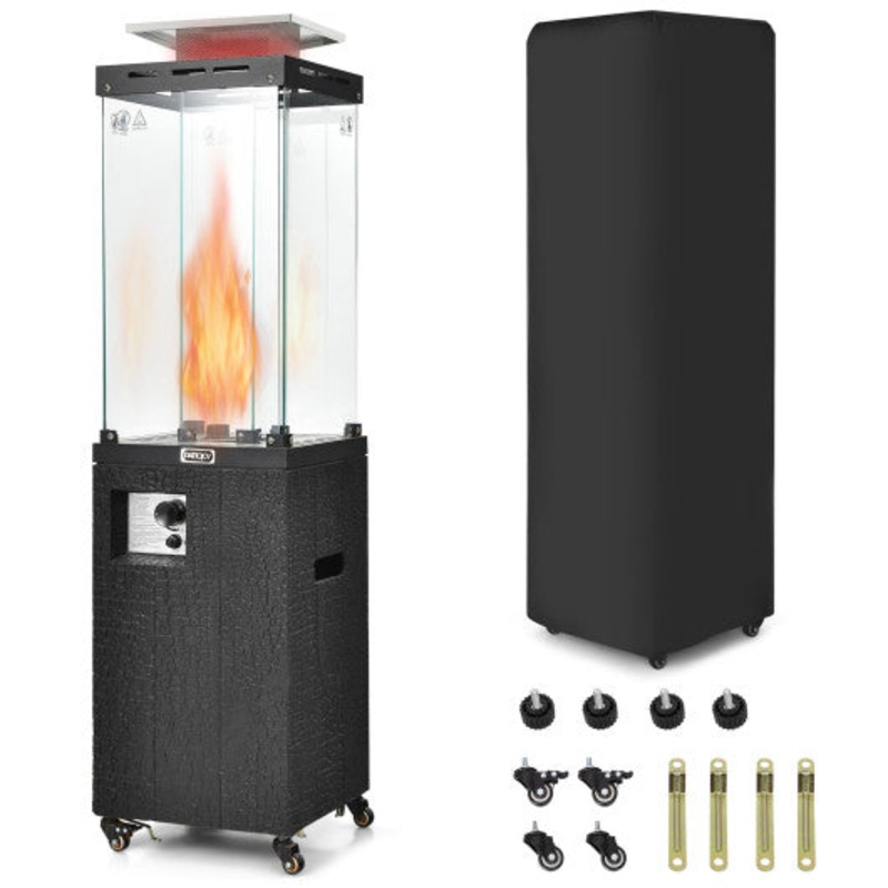 41 000 BTU Propane Patio Heater With Metal Hood-Black