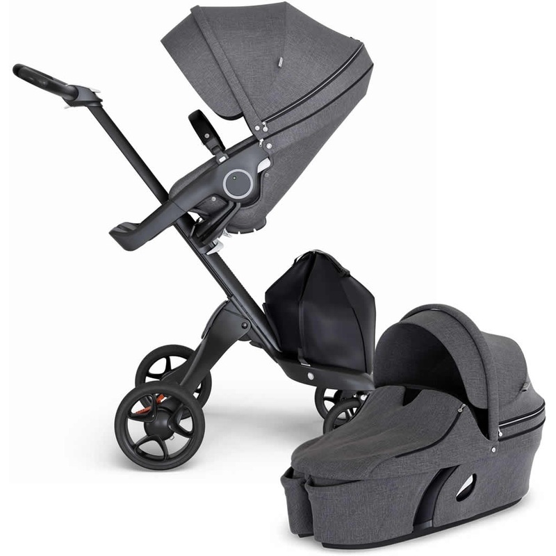 Stokke Xplory 6 Stroller & Carrycot – Black Melange/Black/Black