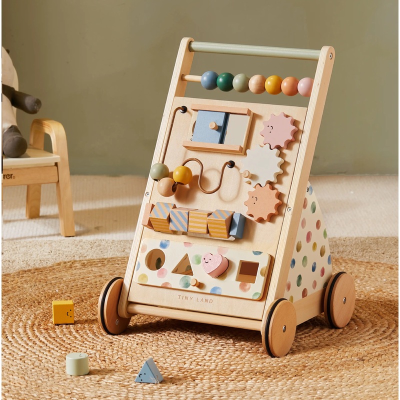 Tiny Land Versatile Natural Wooden Baby Walker
