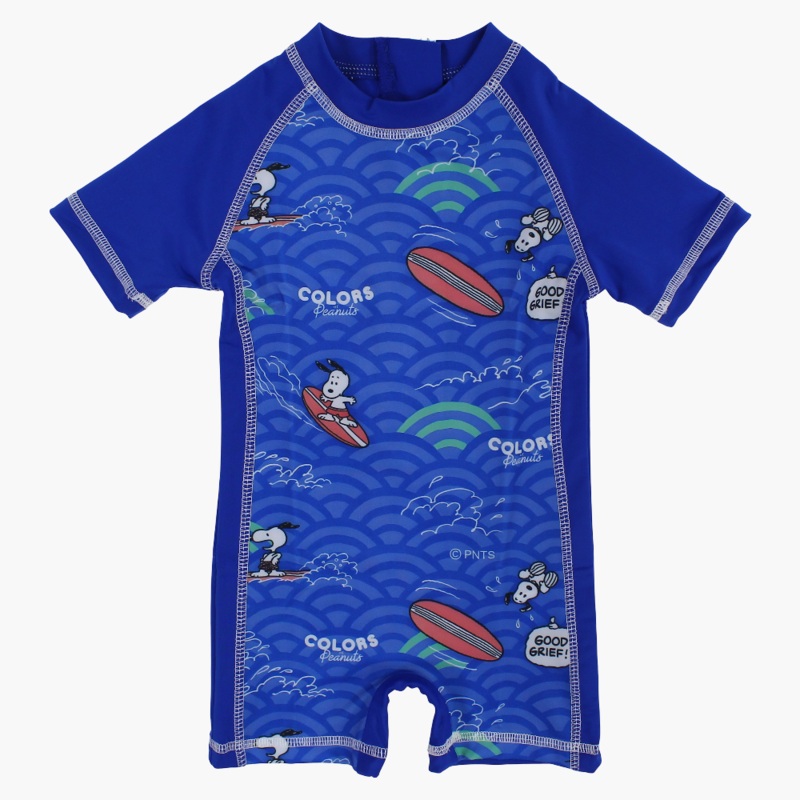 Boys Overall Swimsuit  Blue with Surfing Snoopy Print