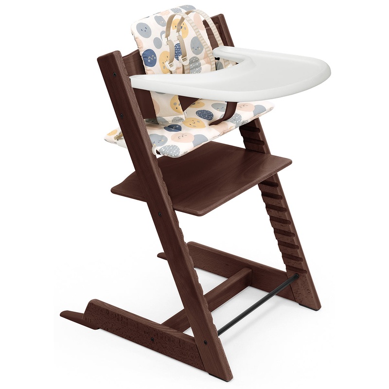 Tripp Trapp High Chair and Cushion with Stokke Tray – Walnut / Soul System