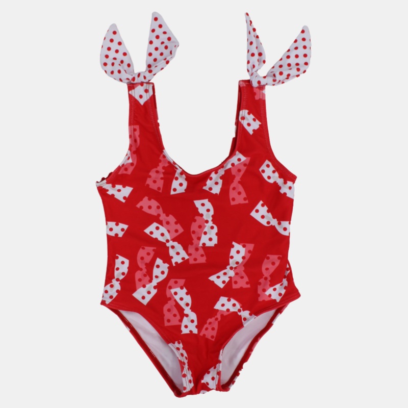 Girls Bows Print One-Piece Swimsuit