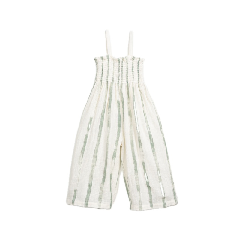Play Up Organic Striped Jumpsuit – Botanical Green