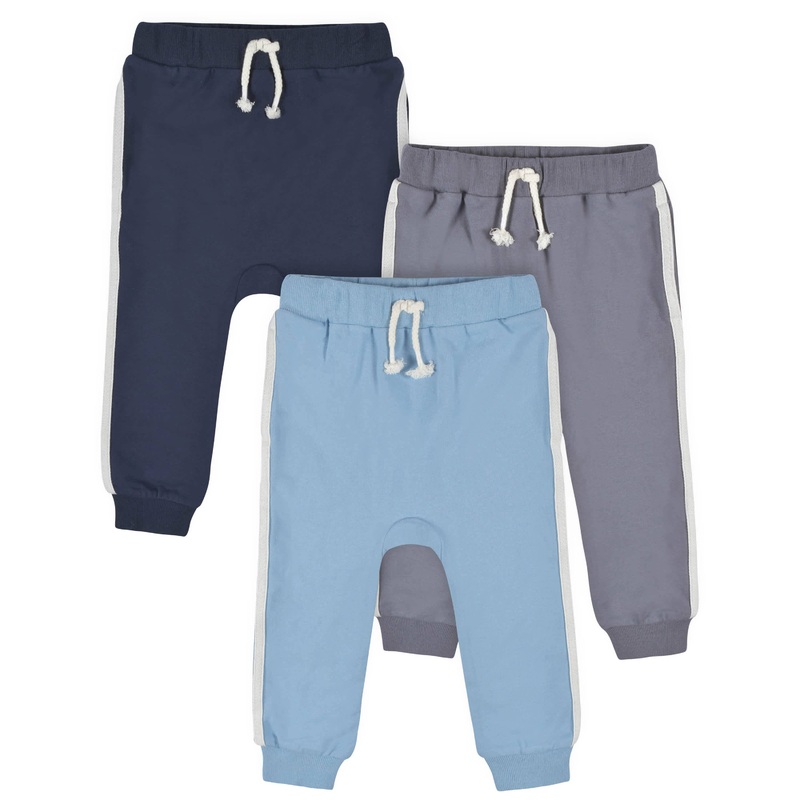 3-Pack Infant & Toddler Dusty Blue & Navy Joggers, 18M