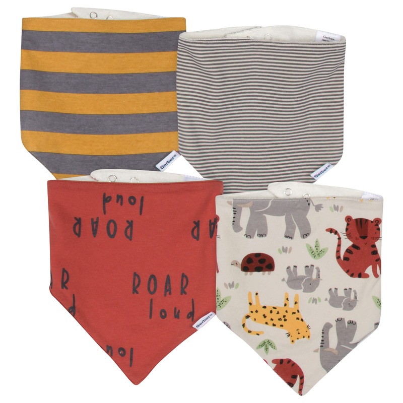 4-Pack Baby Boys Safari Bandana Bibs