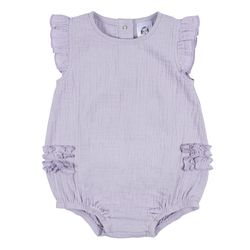Baby Girls Purple Gauze Bubble Romper, Newborn
