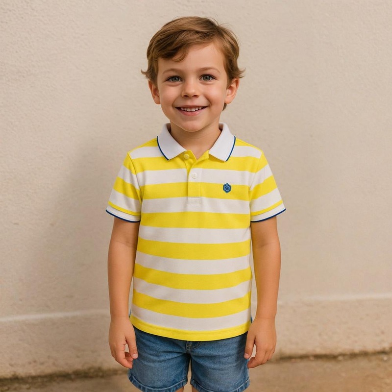 Boys Cotton Striped Polo Shirt
