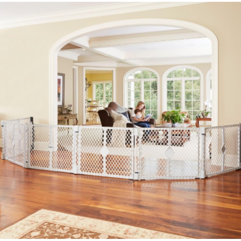 Toddleroo By North States Superyard 6-Panel Play Yard and Barrier with Wall Mounts, Plastic