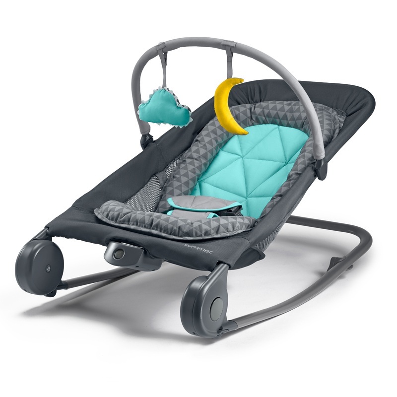 2-in-1 Bouncer & Rocker Duo – Gray /Teal