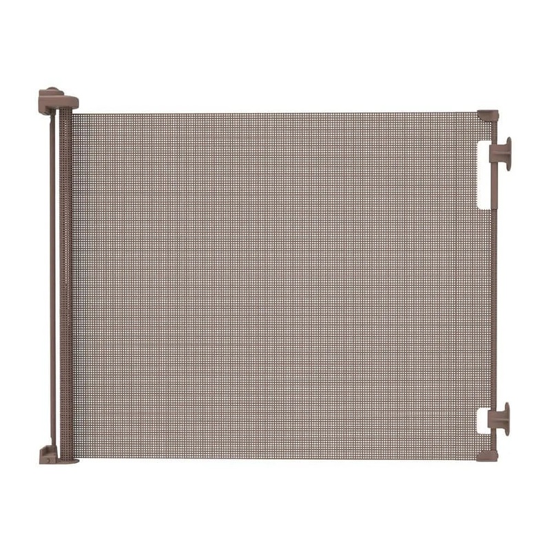 71 in. W X 33 in. H Indoor/Outdoor Retractable Baby Gate Brown