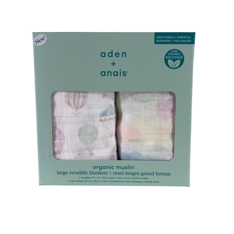 Aden + Anais Large Cotton Muslin Swaddle, 2 Pack, Above the Clouds