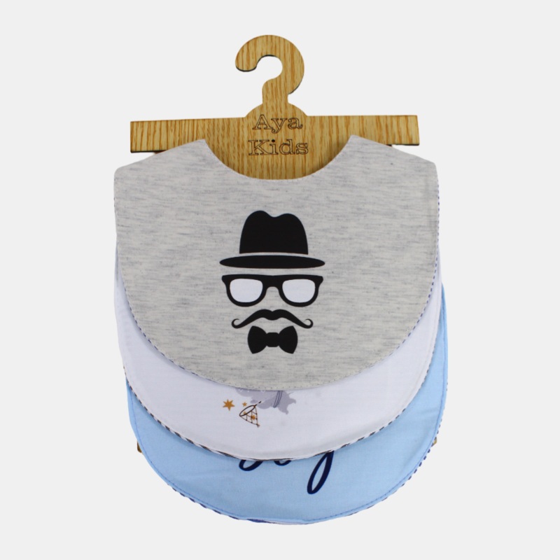 Baby Cotton Bibs  Pack of 3  “Man’s Face” Design