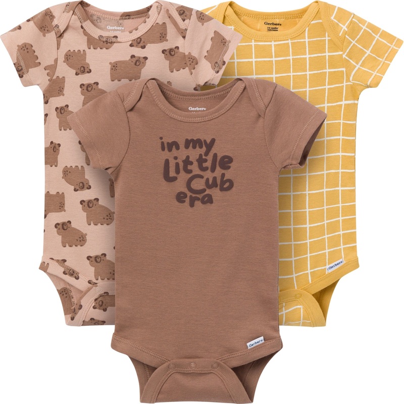 3-Pack Baby Boys Little Cub Short Sleeve Onesies Bodysuits