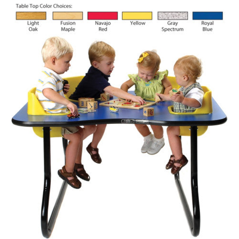 4-Seat Toddler Table, Gray Spectrum Table Top with Blue Seats