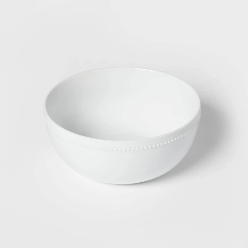 Ceramic Beaded Serving Bowl- White