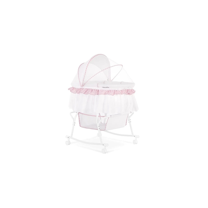 Dream On Me JPMA Certified Lacy Portable 2-in-1 Bassinet & Cradle, Pink/White