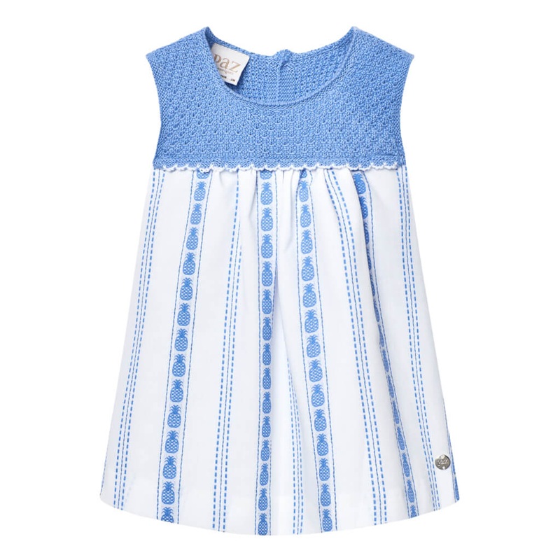 Dorna Dress White/Blue Indigo Pineapples