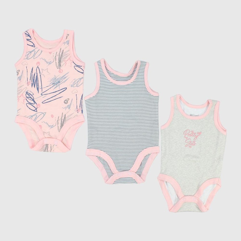 Pinkish Sleeveless Bodysuit (Pack Of 3)