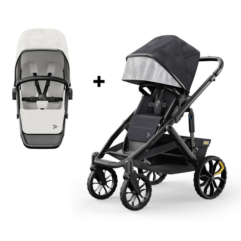 Veer Switch&Roll Single-to-Double Stroller + Color Kit Bundle – Savanna White