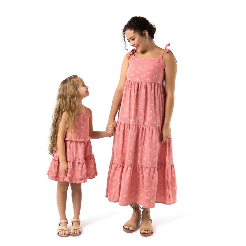 Mommy & Me Pink Raspberries Gauze Dresses Bundle