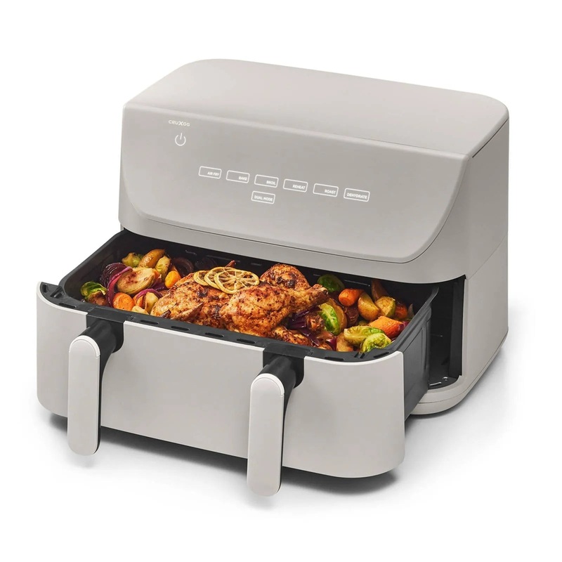 10qt Dual Basket Tri-Zone Air Fryer – Gray