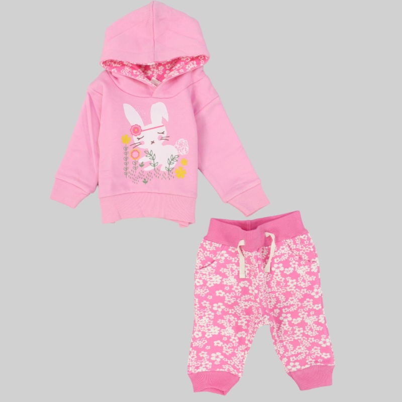 Sleepy Bunny Long-Sleeved Fleeced Hooded Pajama