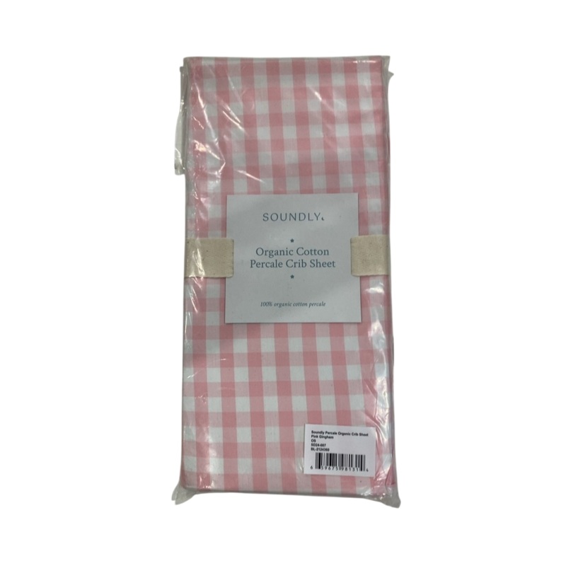 Soundly Percale Organic Crib Sheet, Pink Gingham