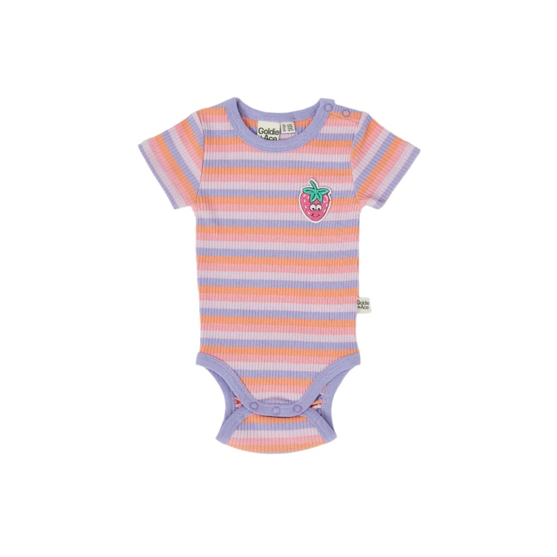 Goldie & Ace – Tutti Frutti Stripe Short Sleeve Rib Bodysuit