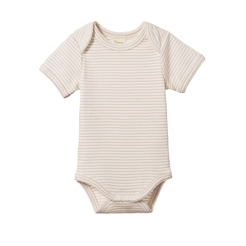 Nature Baby – Short Sleeve Bodysuit | Lilac Pinstripe