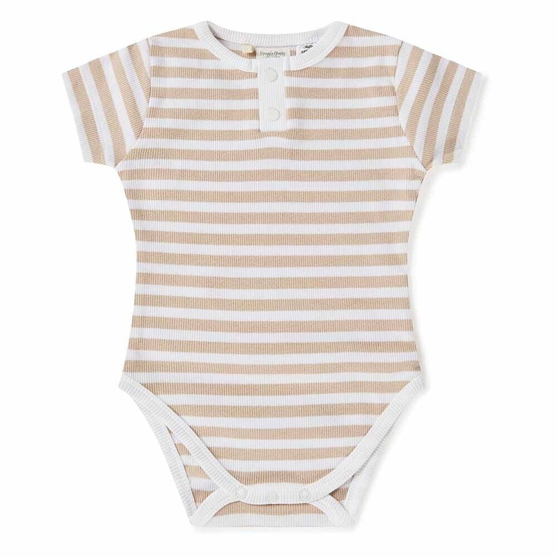Snuggle Hunny – Organic Short Sleeve Bodysuit | Pebble Stripe