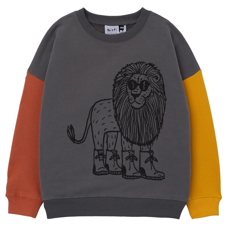 Minti Gumboot Lion Furry Crew – Dark Grey/Orange/Mustard