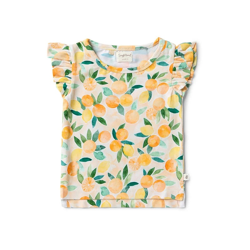 Snuggle Hunny – Organic T-Shirt with Frill | Sunny Citrus